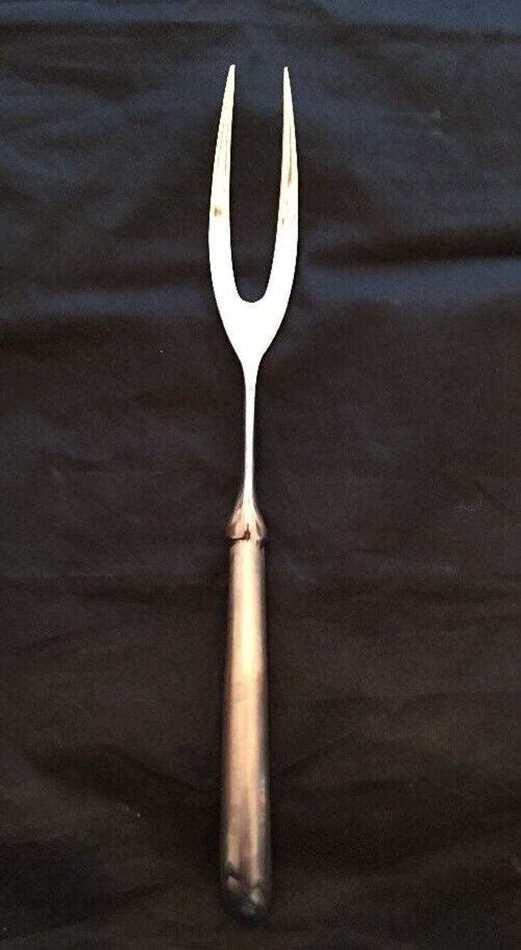 Vintage Reed & Barton Large Stainless Steel Carving Fork 11.5" L Brushed Handle